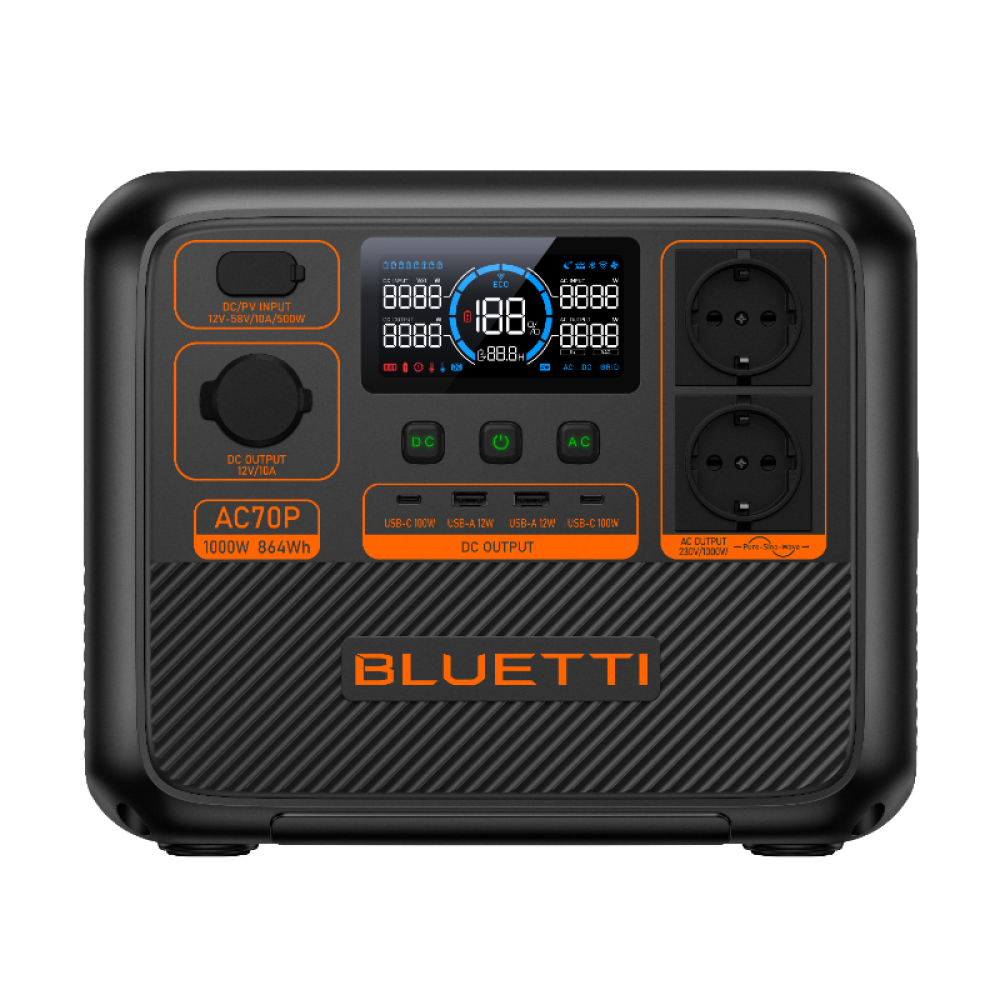 BLUETTI AC70 PREMIUM | Power Station Portatil | 1000W 